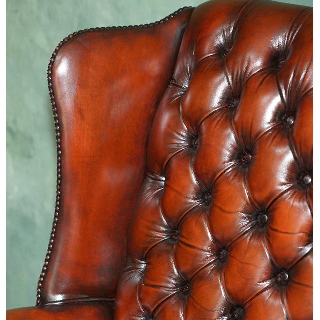 Chesterfield Wingback Swivel Office Chair in Hand-Dyed Leather from Harrods London, 1970s For Sale - Image 6 of 18