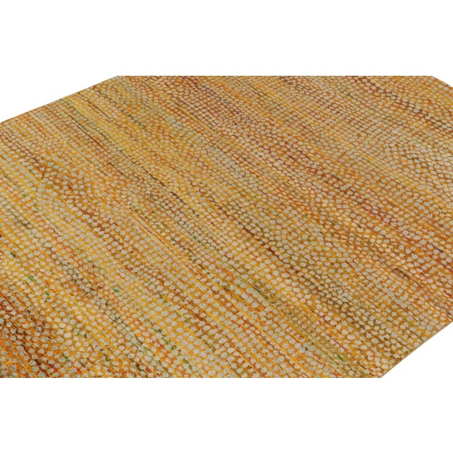 Rug & Kilim Rug & Kilim’s Contemporary Rug in Golden-Yellow With White Dots Pattern For Sale - Image 4 of 7