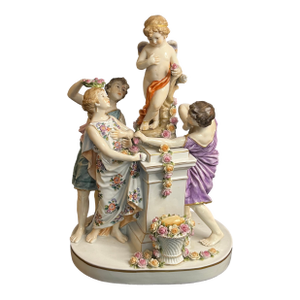 Mid 20th Century Capodimonte Porcelain Figurine of Cherub Surrounded by Three Women