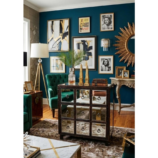 Vintage Mirrored Dark Stained Bamboo 3 Drawer Dorothy Draper Style Chest of Drawers For Sale - Image 10 of 12