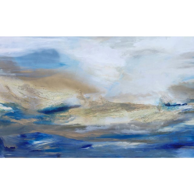 Abstract Original Abstract Seascape Painting Large Beach Art "Enchanted" {#2} Large Coastal Modern Wall Decor 48" X 60" For Sale - Image 3 of 5