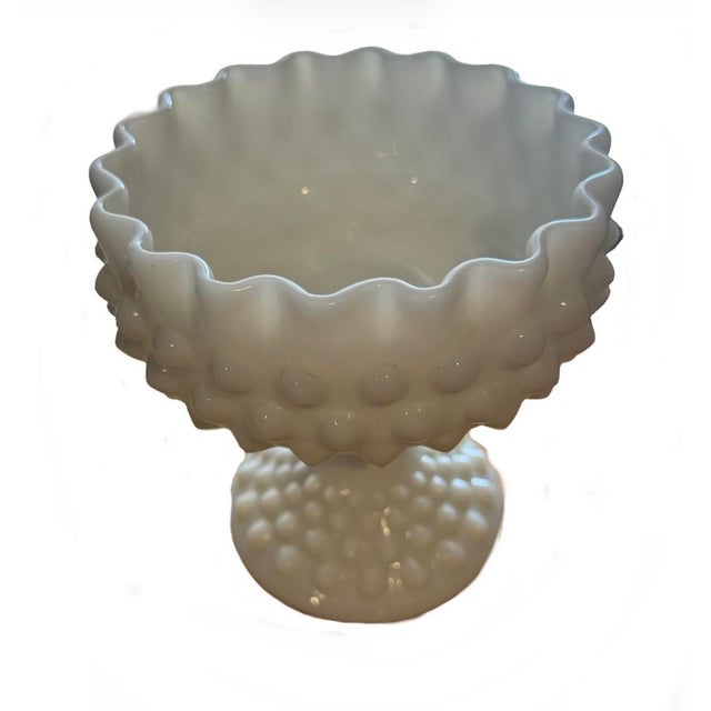 Mid-Century Modern Vintage Hobnail Milk Glass Compote, Likely Fenton For Sale - Image 3 of 7