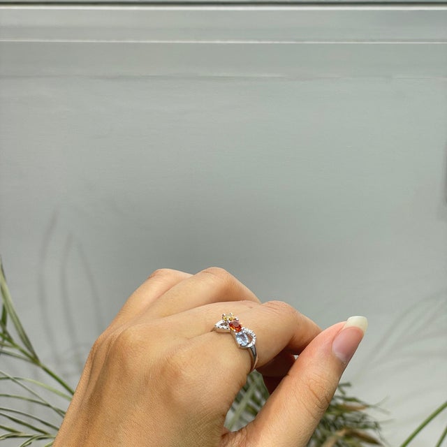 Carat&Her Infinity Bow Promise Ring With Multi Sapphire & Diamond Accents, Size 7 For Sale - Image 10 of 14