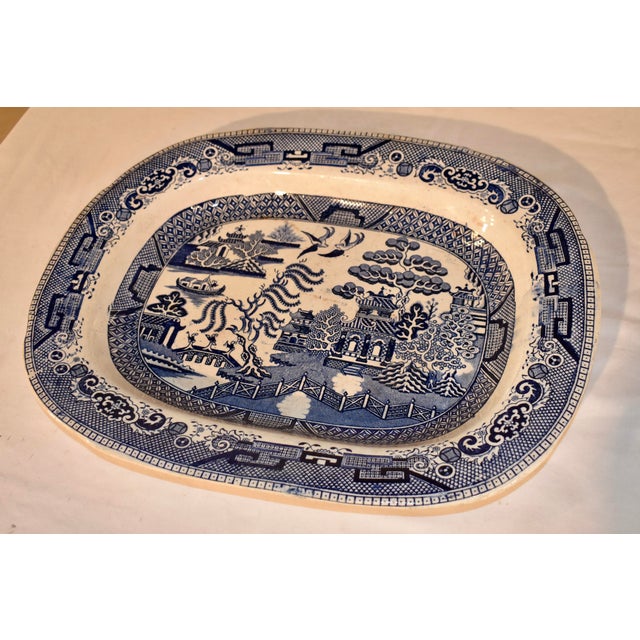 19th Century Blue Willow Stone China Platter For Sale - Image 10 of 11