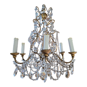 1950s Bagues Style Mid Century Modern Crystal Chandelier