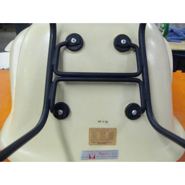 White Charles Eames for Herman Miller Early Pair 1956 Shell Chairs Labeled For Sale - Image 8 of 11