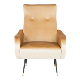 Velvet Retro Mid Century Accent Chair in Camel For Sale