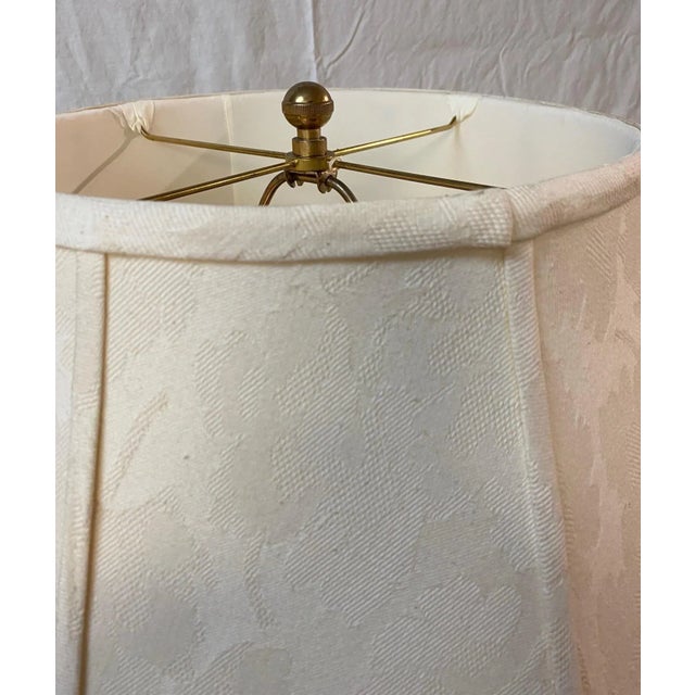 Vintage 80's Lamp With Large Brass Center and Wood Base For Sale - Image 10 of 13