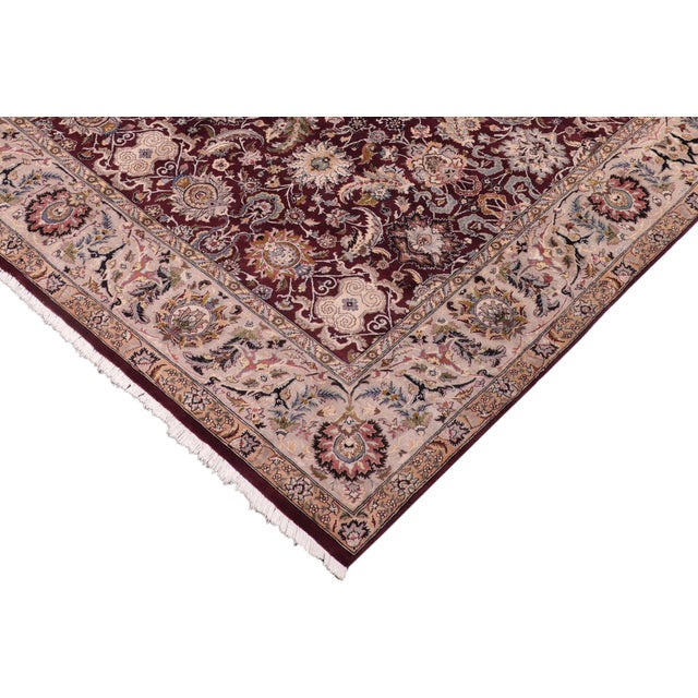 Shabby Chic Art Nouveau 1990's Agra Pak-Persian Red/Grey Wool Rug - 8'4'' X 10'4'' For Sale - Image 3 of 9