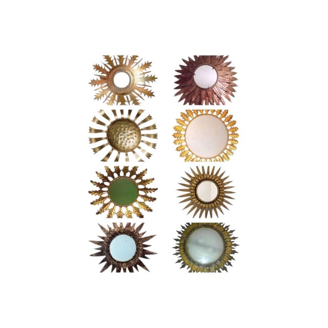 Vintage Sunburst Mirror with Gilt and Iridescent Triangular Rays, 1990s For Sale - Image 5 of 7