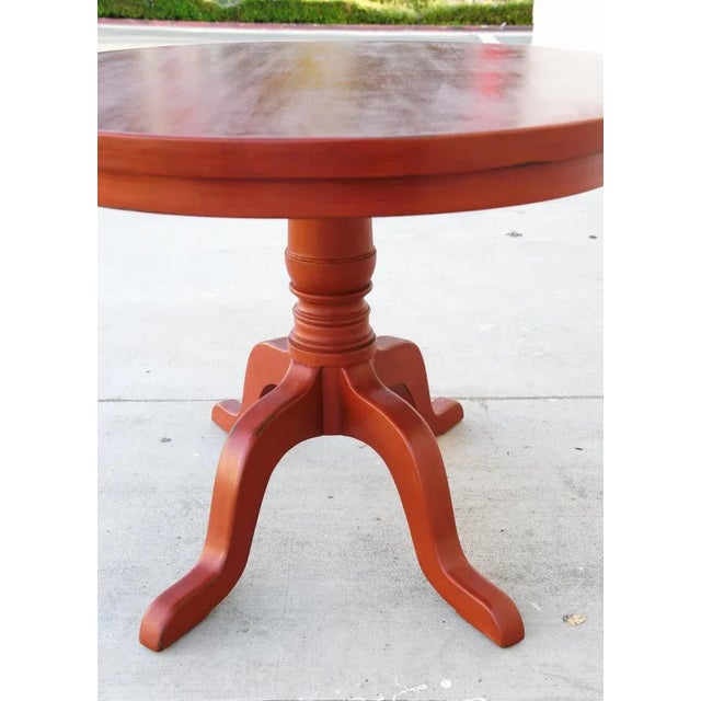 Orange Regency Ellipse Painted Pedestal Table For Sale - Image 8 of 10