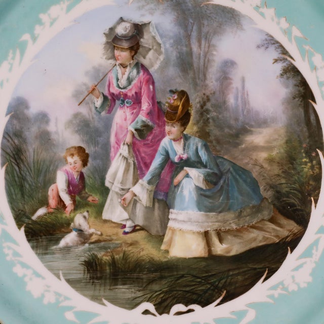 Early 20th Century Large Sèvres Hand-Painted Porcelain Charger, French Early 20th Century For Sale - Image 5 of 14