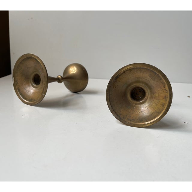 Mid-Century Modern Mid-Century Modern Scandinavian Brass Candleholders, 1960s, Set of 2 For Sale - Image 3 of 8
