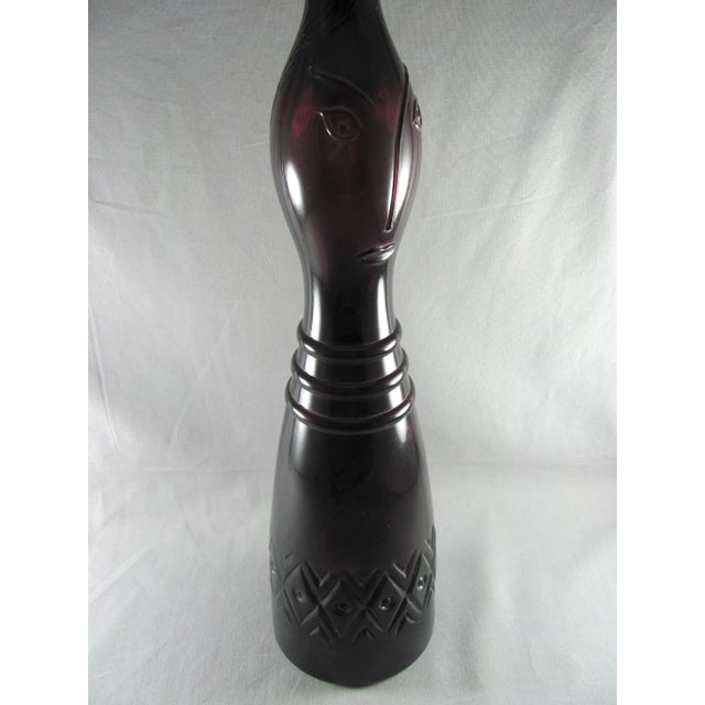 Glass Large Empoli Italian Genie Face Amethyst Art Glass Bottle Decanter For Sale - Image 7 of 13