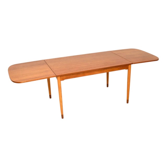 Vintage Danish Teak Drop-Leaf Dining Table attributed to Borge Mogensen for Søborg Møbelfabrik, 1960s For Sale