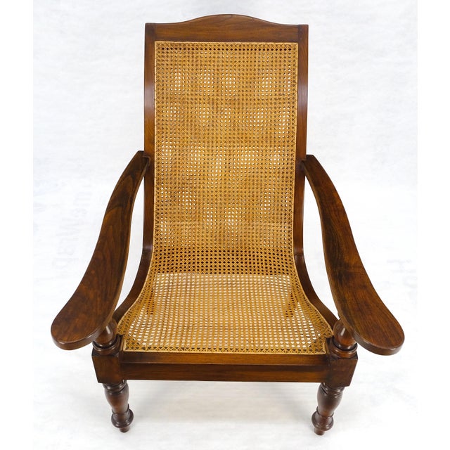 Solid Turned Teak Mid Century Modern Cane Back Lounge Chair MINT For Sale - Image 11 of 18