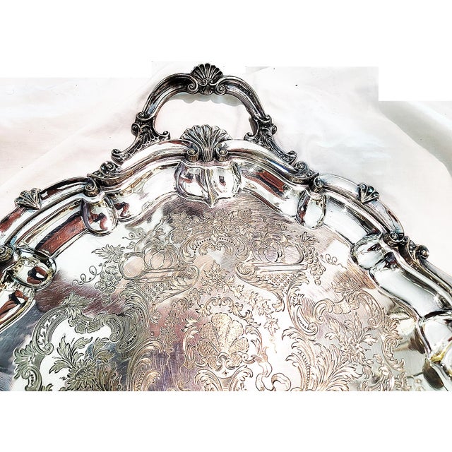 Silver Large Sheffield English Mappin & Webb Silverplate Serving Tray c.1860s For Sale - Image 8 of 13