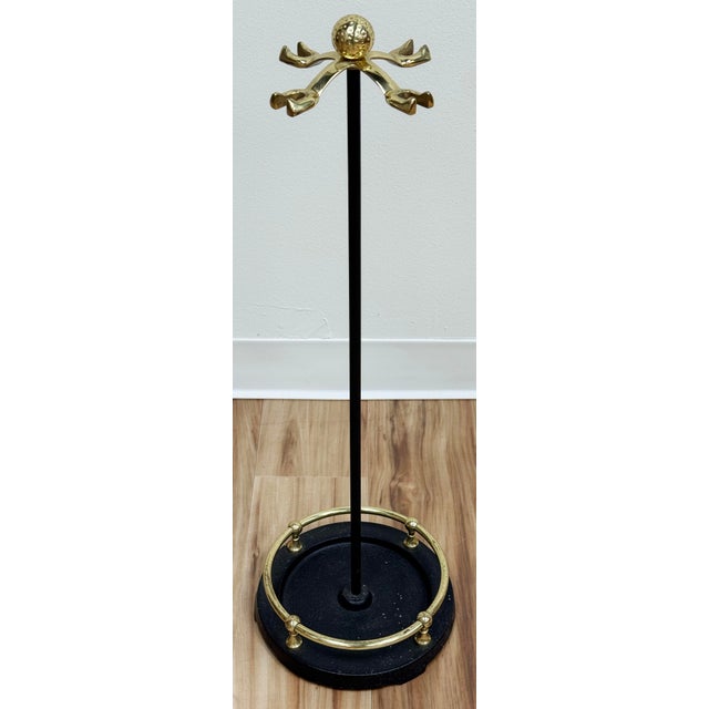 Vintage Brass and Cast Iron Golf Club Fireplace Tools on Stand For Sale In Kansas City - Image 6 of 12