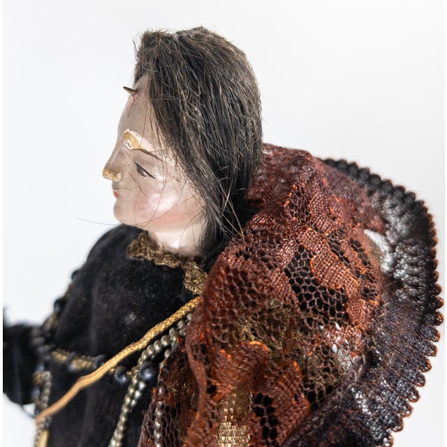 19th or 20th Century Spanish Colonial Mater Dolorosa Figure With Silver Sunburst For Sale - Image 12 of 16