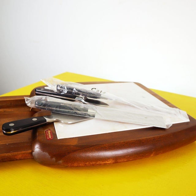 Brown Vintage Cutting Board with Knives from Alexander Collection, 1980s, Set of 5 For Sale - Image 8 of 11