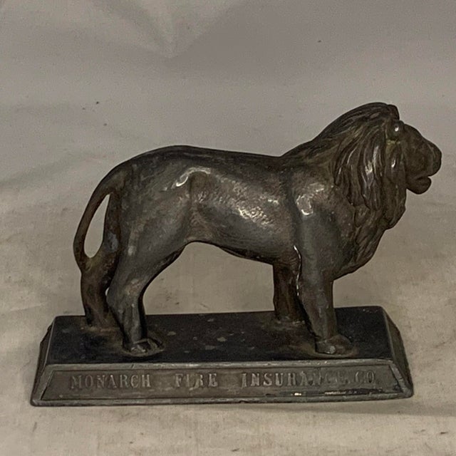 Art Nouveau Rare 1930s Monarch Fire Insurance Lion Paperweight For Sale - Image 3 of 10