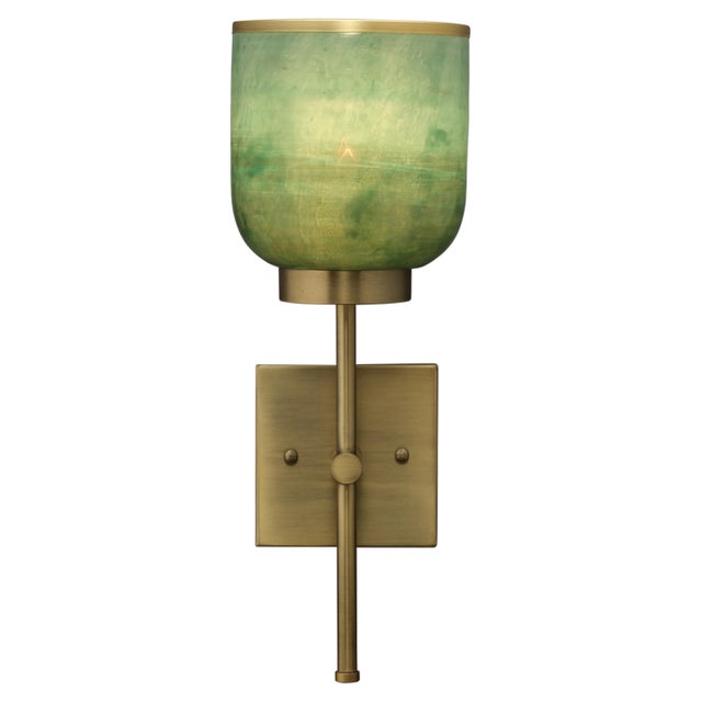 Brass Jamie Young Vapor Single Wall Sconce in Antique Brass & Aqua For Sale - Image 8 of 9