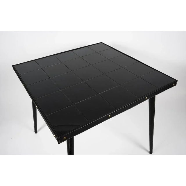 Rare leather shelf table and black earthenware tile I have official proof of authenticity such as vintage catalogs,...