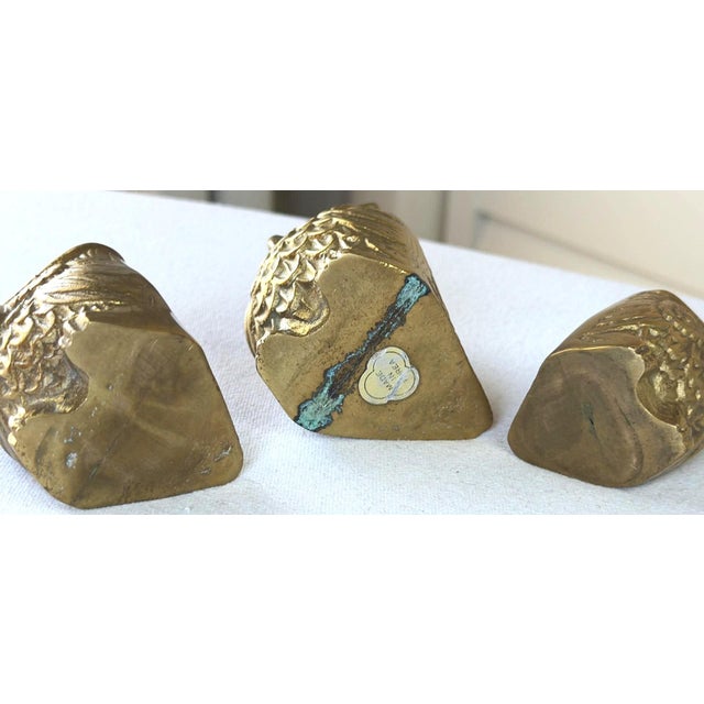 Vintage Brass Owl Set of 3 BoHo MCM Retro For Sale - Image 6 of 6