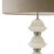 Table lamp composed of a foot made of a chromed steel structure with handmade white Murano glass tulips and two points of...