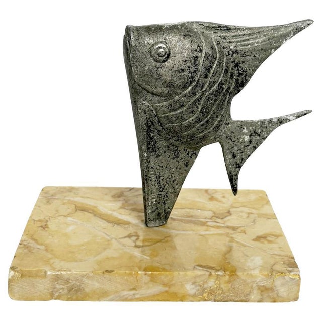 Metal and Marble Fish Paperweight, France, 1950s For Sale - Image 10 of 10