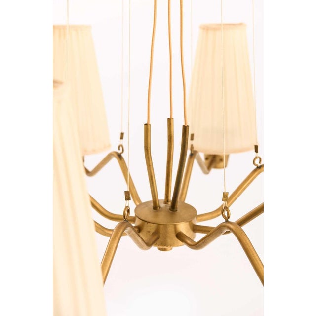 Brass and Fabric Chandelier by Hans Bergström for Asea, 1950s For Sale - Image 6 of 14