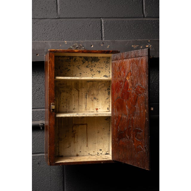 Wood 1900s Tramp Art Wooden Medicine Cabinet For Sale - Image 7 of 9