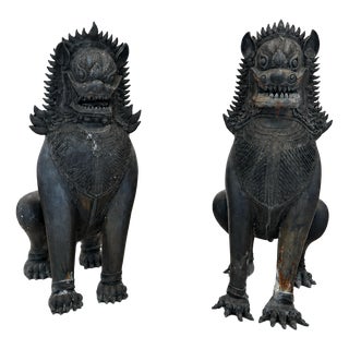 Thai Artist, Guardian Lions, 19th Century, Bronzes, Set of 2 For Sale