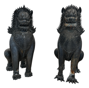 Thai Artist, Guardian Lions, 19th Century, Bronzes, Set of 2