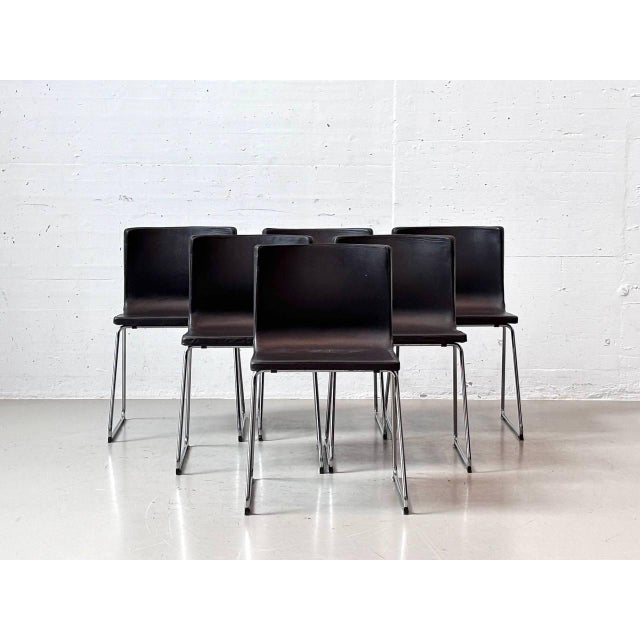 Bernhard Leather Chairs in Black and Chrome by Ola Wihlborg for Ikea, 2010s For Sale - Image 3 of 16