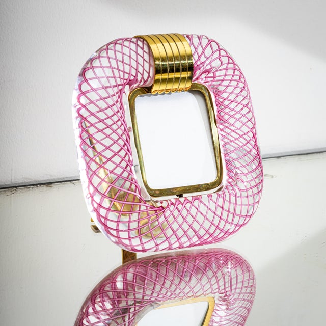 Pink Pair of Pink Murano Glass Table Frames, Italy, Probably Mid-20th Century For Sale - Image 8 of 9