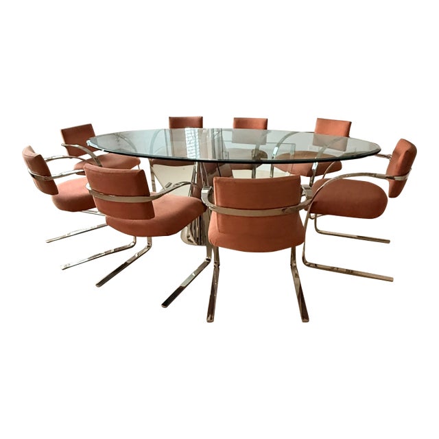 Mid Century Brueton Dining Room Set With 8 Chairs For Sale