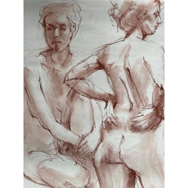 Contemporary Two Women (Contemporary Female Figurative Nude Drawing), Lue Isaac For Sale - Image 3 of 5
