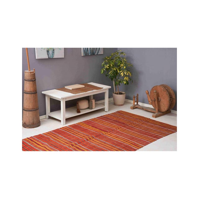 Turkish Vintage Striped Kilim Rug - 4`8" X 7`7" For Sale In Los Angeles - Image 6 of 6