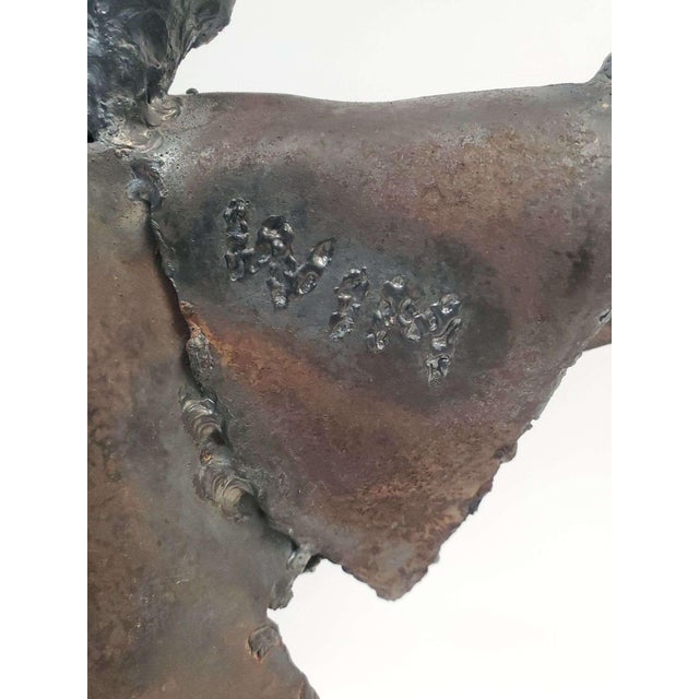 Black Vintage Brutalist Modernist Welded Steel Figural Sculpture, Signed For Sale - Image 8 of 17