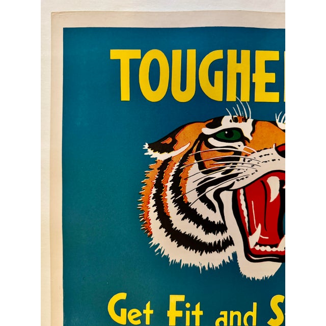 Toughen Up! Get Fit & Stay Fit! 1942 Wwii Propaganda Poster W/Tiger Extremely Scarce Linen Backed For Sale - Image 4 of 9