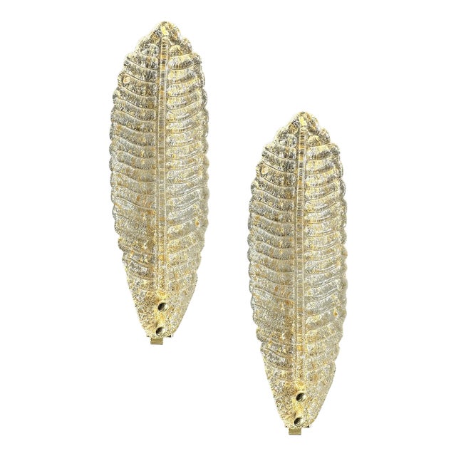 Italian Venetian Gold Graniglia Leaf Murano Glass Wall Sconces by Simoeng, Set of 2 For Sale