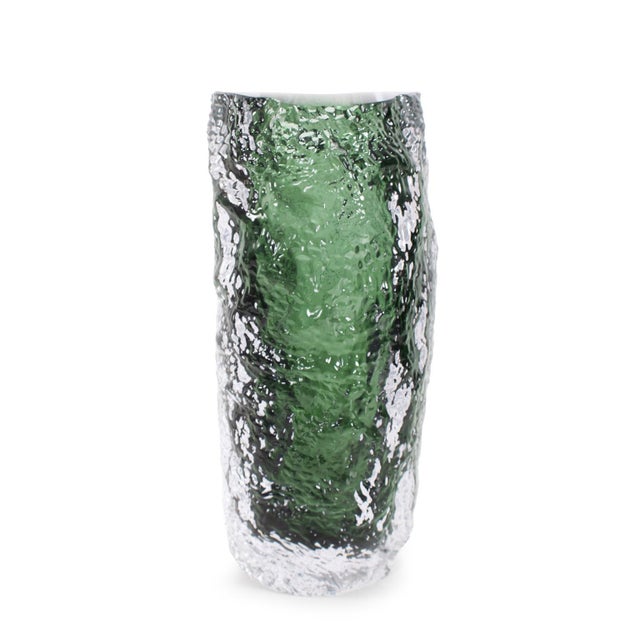 Glass Emerald Crystalized Glass Vase- Medium For Sale - Image 7 of 11