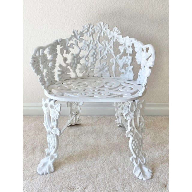 Mid 20th Century Exquisite Wrought Iron Victorian Style Grape Vine Leaf Settee, 2 Chairs and Table, 4 Pieces Excellent "Mint" Condition.. For Sale - Image 11 of 12