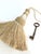 French Country Champagne and Cream Color Key Tassel With Looped Ruche Detail For Sale - Image 3 of 14