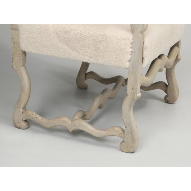 Antique French Shearling Upholstered Armchair, Restored For Sale - Image 12 of 12