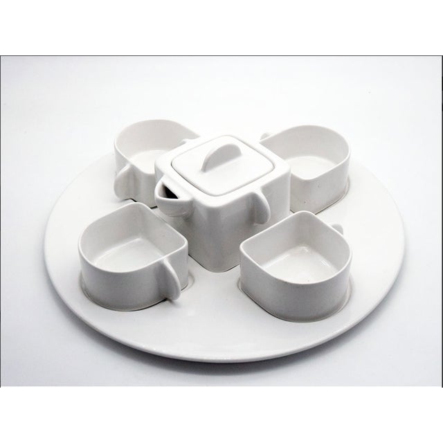 Angelo Mangiarotti tea or coffee set produced by F.lli Brambilla in the 1970s. Made of white glazed ceramic, consisting of...