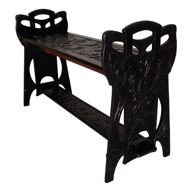 Art Nouveau Bench with Carved Poppies, 1890s For Sale