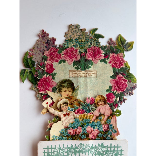 Antique German Three-Dimensional Honeycomb Valentine Easel Card With Violin Cupid, C. 1905–1915 For Sale - Image 4 of 5