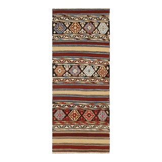 1950s Vintage Shahsavan Persian Kilim in Stripes & Geometric Patterns From Rug & Kilim For Sale
